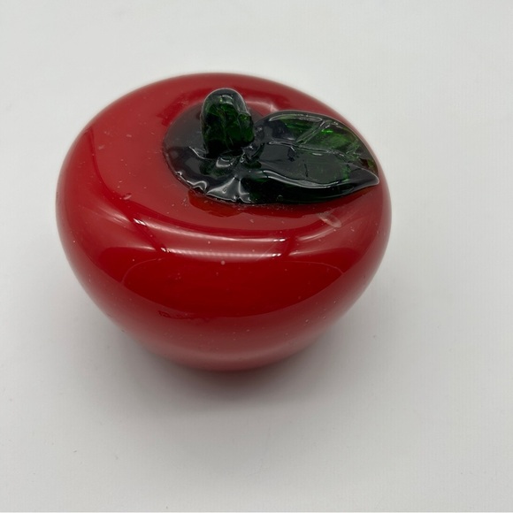 Red Apple Vintage Murano Style Art Glass Hand Blown Vegetable Fruit - Picture 2 of 9